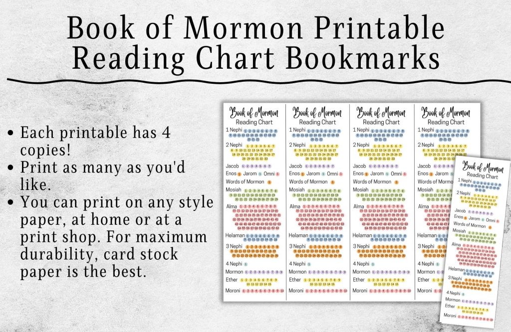 book of mormon reading chart bookmark